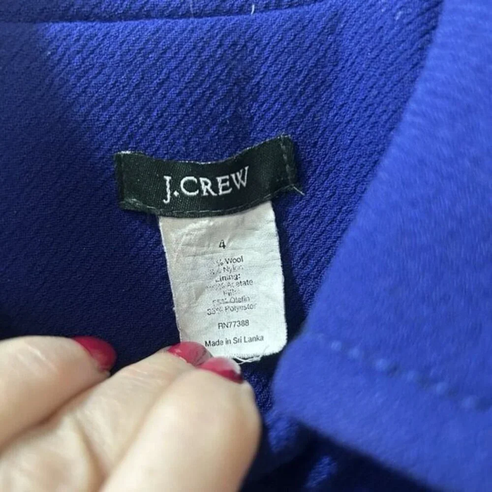 J.Crew Wool Ladies Day Coat 4 Blue Thinsulate Preppy Classic Money - Picture 7 of 8